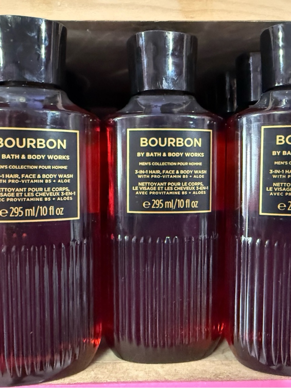3 Bath & Body Works Bourbon 3-in-1 Hair Face & Body Wash - Deep Red